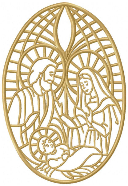 Nativity Stained Glass - Fill Stitch - Machine Embroidery Design