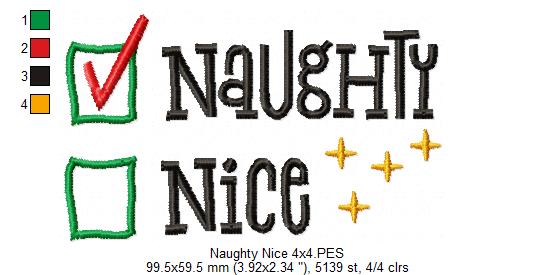 Naughty Nice - Fill Stitch - Machine Embroidery Design