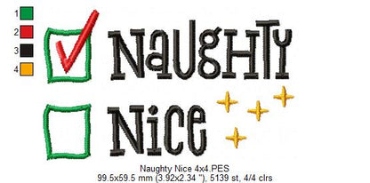 Naughty Nice - Fill Stitch - Machine Embroidery Design