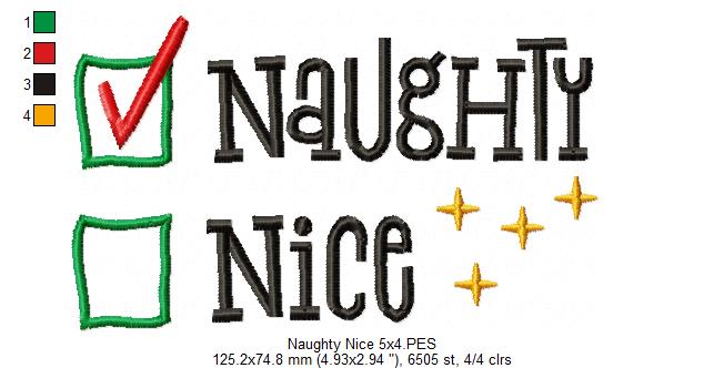 Naughty Nice - Fill Stitch - Machine Embroidery Design