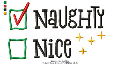 Naughty Nice - Fill Stitch - Machine Embroidery Design