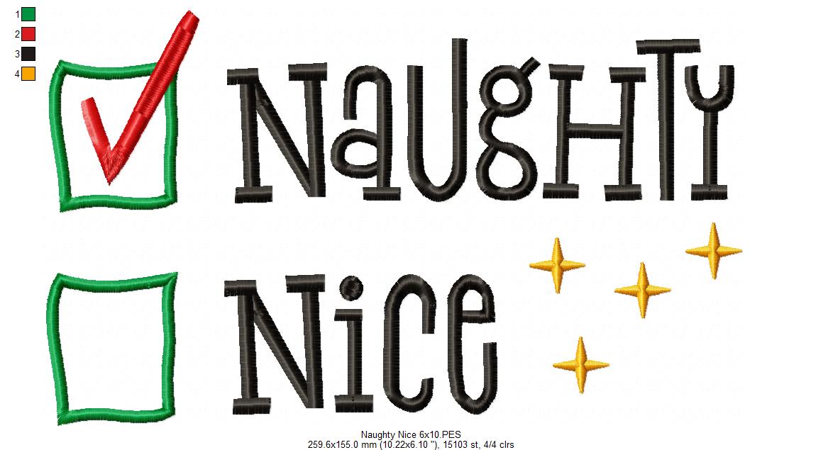 Naughty Nice - Fill Stitch - Machine Embroidery Design