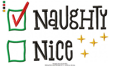 Naughty Nice - Fill Stitch - Machine Embroidery Design
