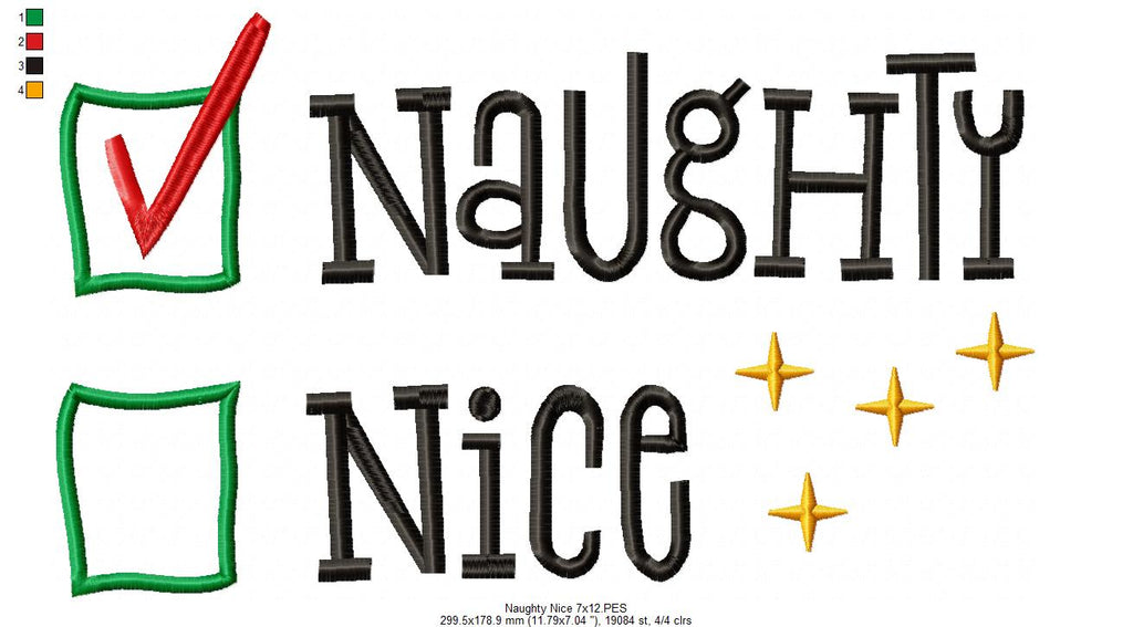 Naughty Nice - Fill Stitch - Machine Embroidery Design