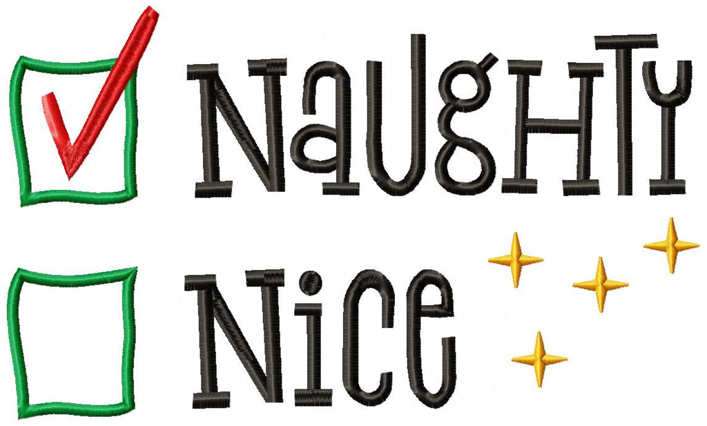 Naughty Nice - Fill Stitch - Machine Embroidery Design
