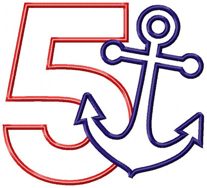 Nautical Anchor Birthday Set Numbers 1-9 - Applique