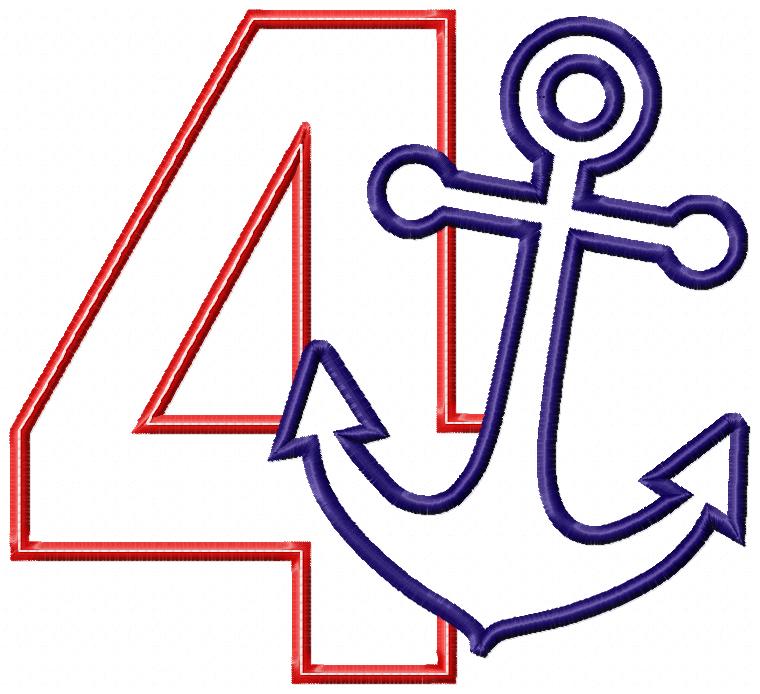 Nautical Anchor Birthday Set Numbers 1-9 - Applique