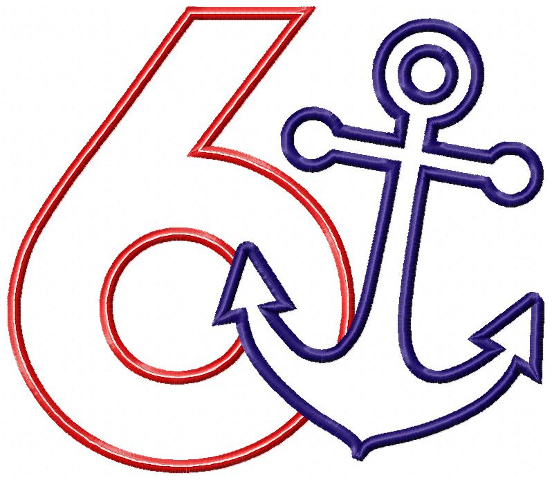 Nautical Anchor Birthday Set Numbers 1-9 - Applique