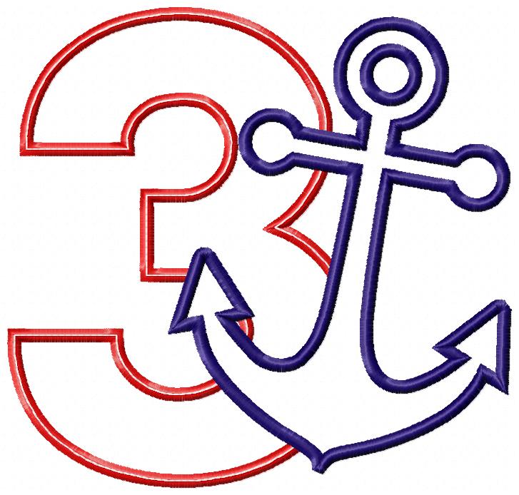 Nautical Anchor Birthday Set Numbers 1-9 - Applique
