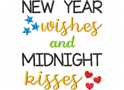 New Year Wishes and Midnight Kisses - Fill Stitch - Machine Embroidery Design