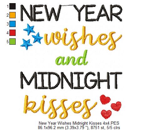 New Year Wishes and Midnight Kisses - Fill Stitch - Machine Embroidery Design