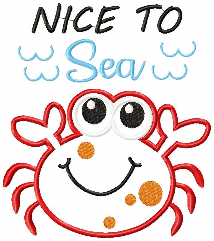 Nice to Sea Cute Crab - Appliqué - Machine Embroidery Design