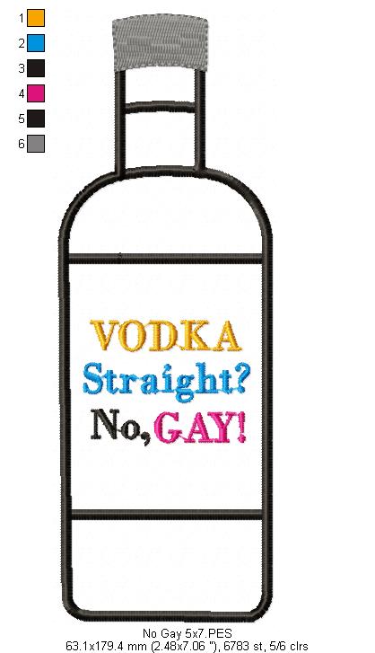 VODKA. Straight? No, Gay - Fill Stitch