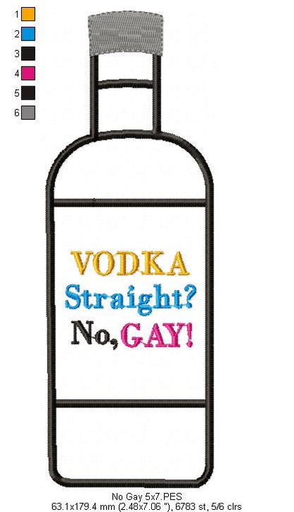 VODKA. Straight? No, Gay - Fill Stitch