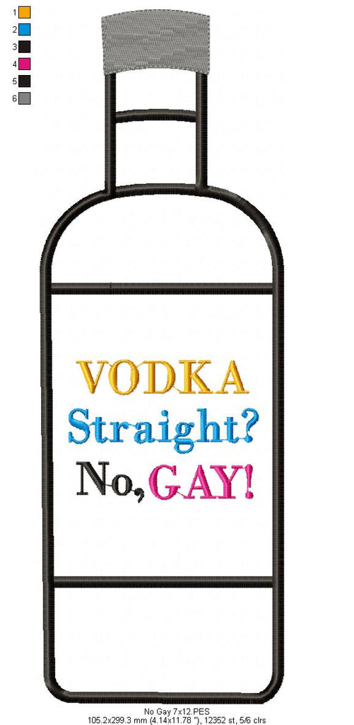 VODKA. Straight? No, Gay - Fill Stitch