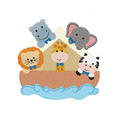 Noah's Ark Safari Animals Boy - Fill Stitch - Machine Embroidery Design