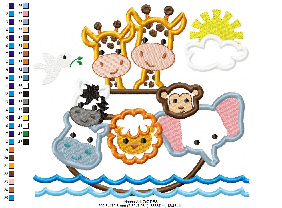 Noah’s Ark Animals – Appliqué – Machine Embroidery Design