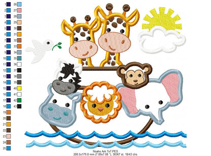 Noah’s Ark Animals – Appliqué – Machine Embroidery Design