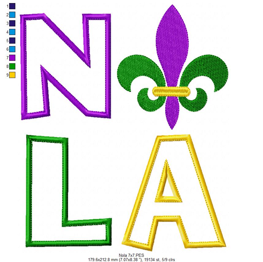 NOLA Fleur de Lis Letters – Appliqué – Machine Embroidery Design
