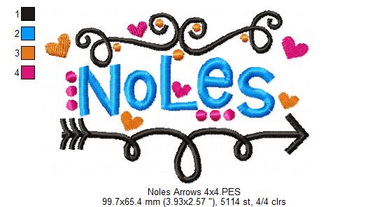 Noles Fun Arrows - Satin Stitch - Machine Embroidery Design