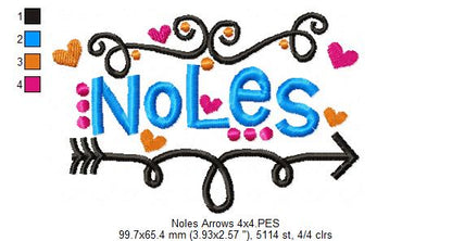 Noles Fun Arrows - Satin Stitch - Machine Embroidery Design