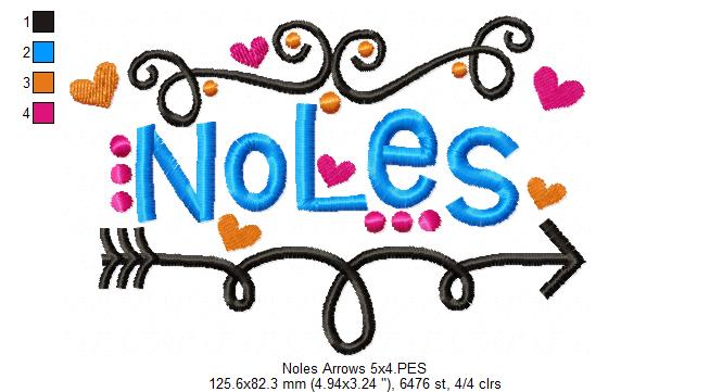 Noles Fun Arrows - Satin Stitch - Machine Embroidery Design
