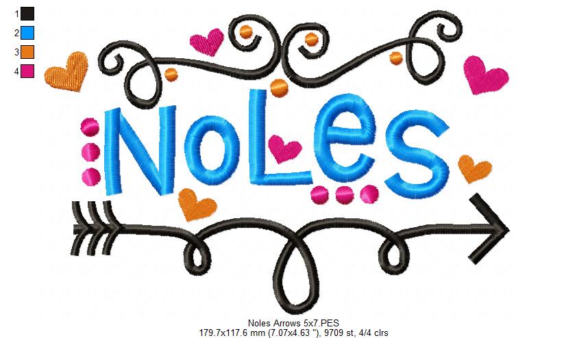 Noles Fun Arrows - Satin Stitch - Machine Embroidery Design