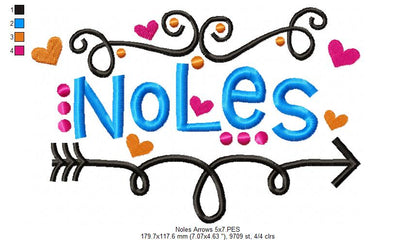 Noles Fun Arrows - Satin Stitch - Machine Embroidery Design