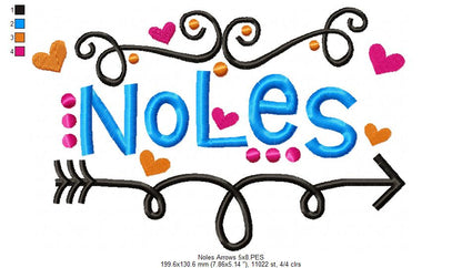 Noles Fun Arrows - Satin Stitch - Machine Embroidery Design