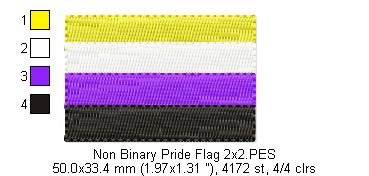Non Binary Pride Flag - Fill Stitch