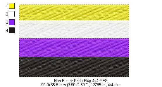 Non Binary Pride Flag - Fill Stitch