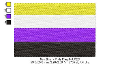Non Binary Pride Flag - Fill Stitch