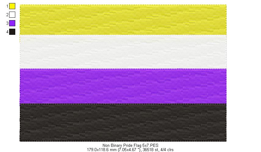Non Binary Pride Flag - Fill Stitch