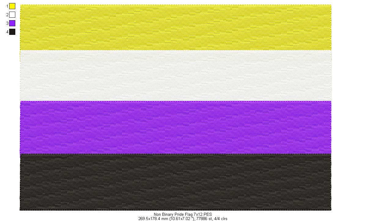 Non Binary Pride Flag - Fill Stitch
