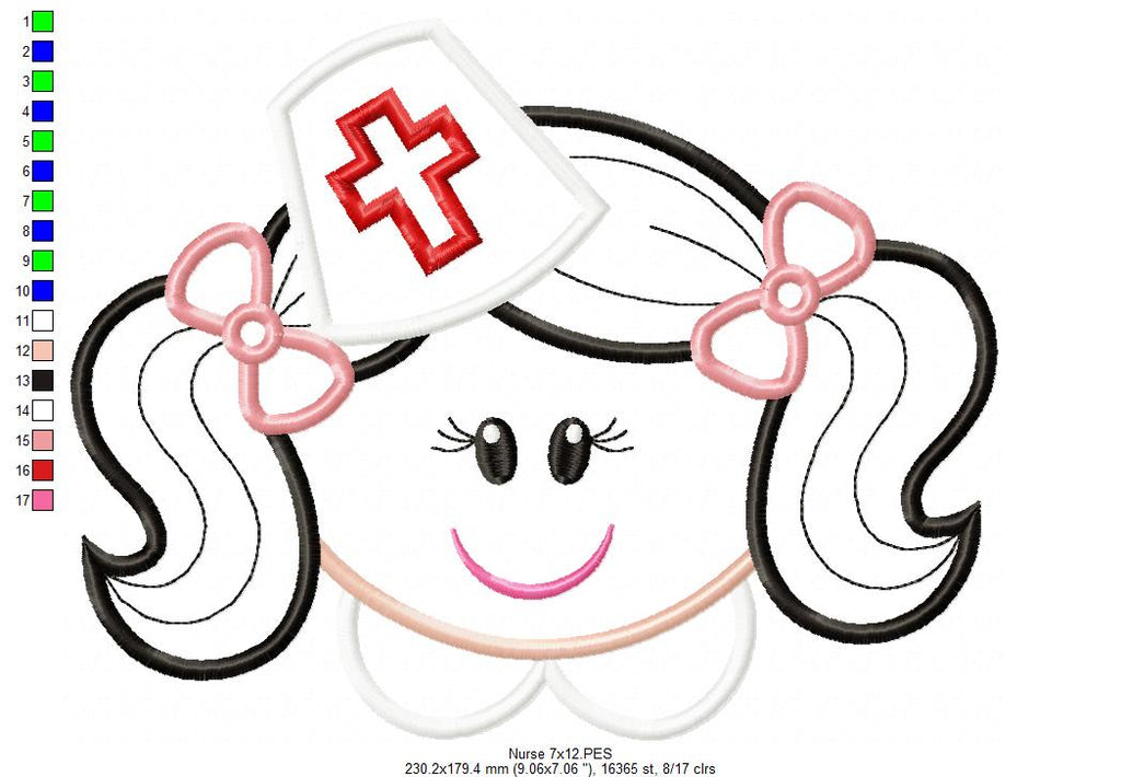 Cute Nurse - Applique - Machine Embroidery Design