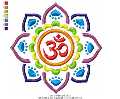 OM mandala - Fill Stitch - Machine Embroidery Design