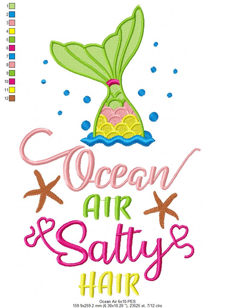 Ocean Air Salty Hair – Fill Stitch – Machine Embroidery Design