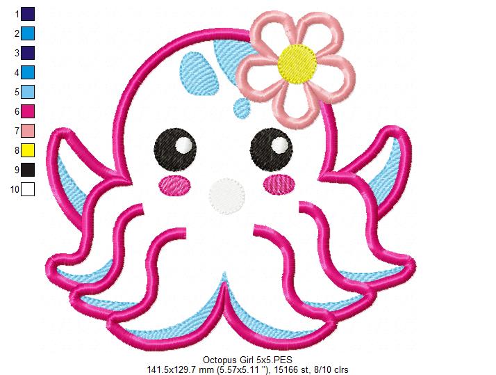 Summer Beach Octopus - Applique