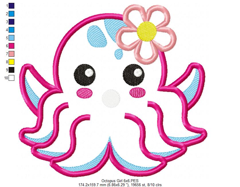 Summer Beach Octopus - Applique