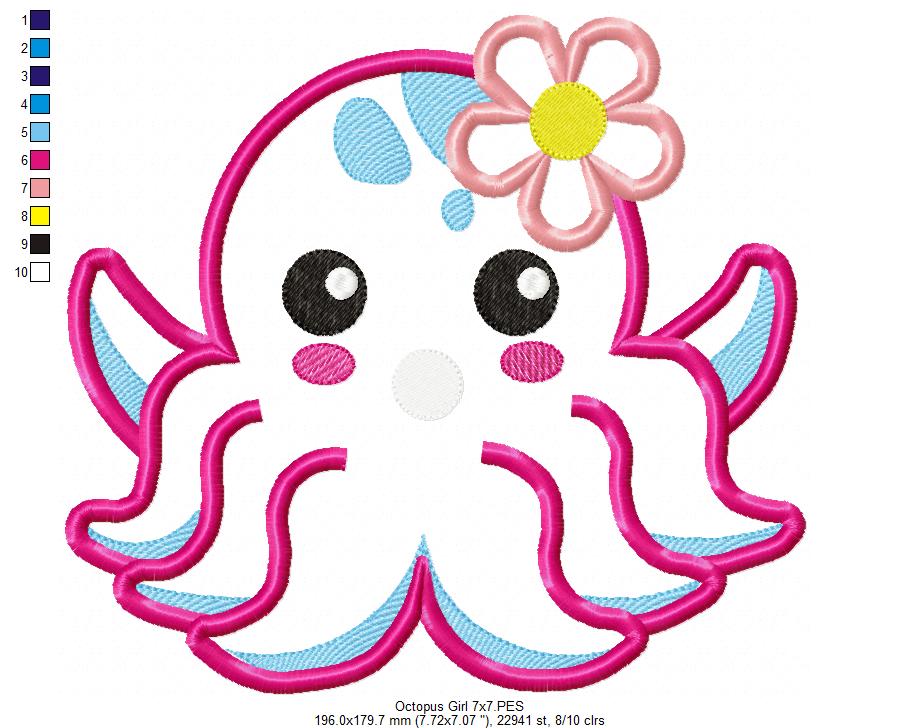 Summer Beach Octopus - Applique