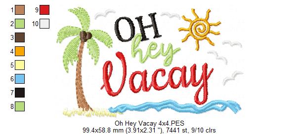 Oh Hey Vacay - Fill Stitch