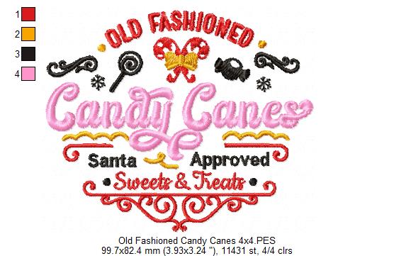 Old Fashioned Candy Canes - Fill Stitch