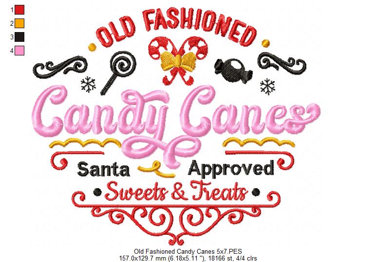 Old Fashioned Candy Canes - Fill Stitch