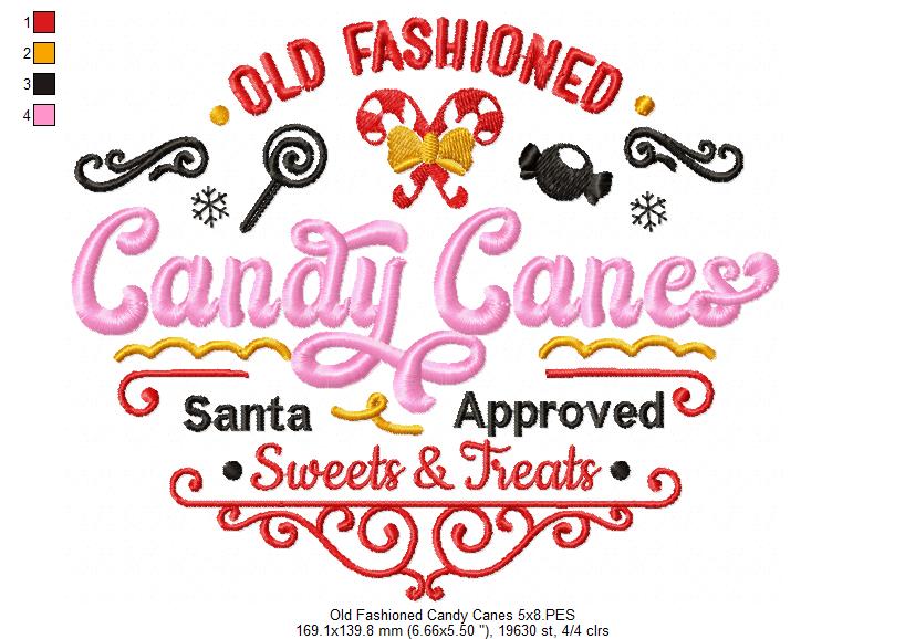 Old Fashioned Candy Canes - Fill Stitch