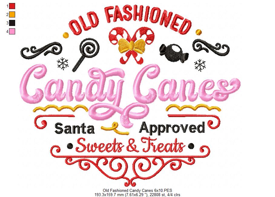Old Fashioned Candy Canes - Fill Stitch