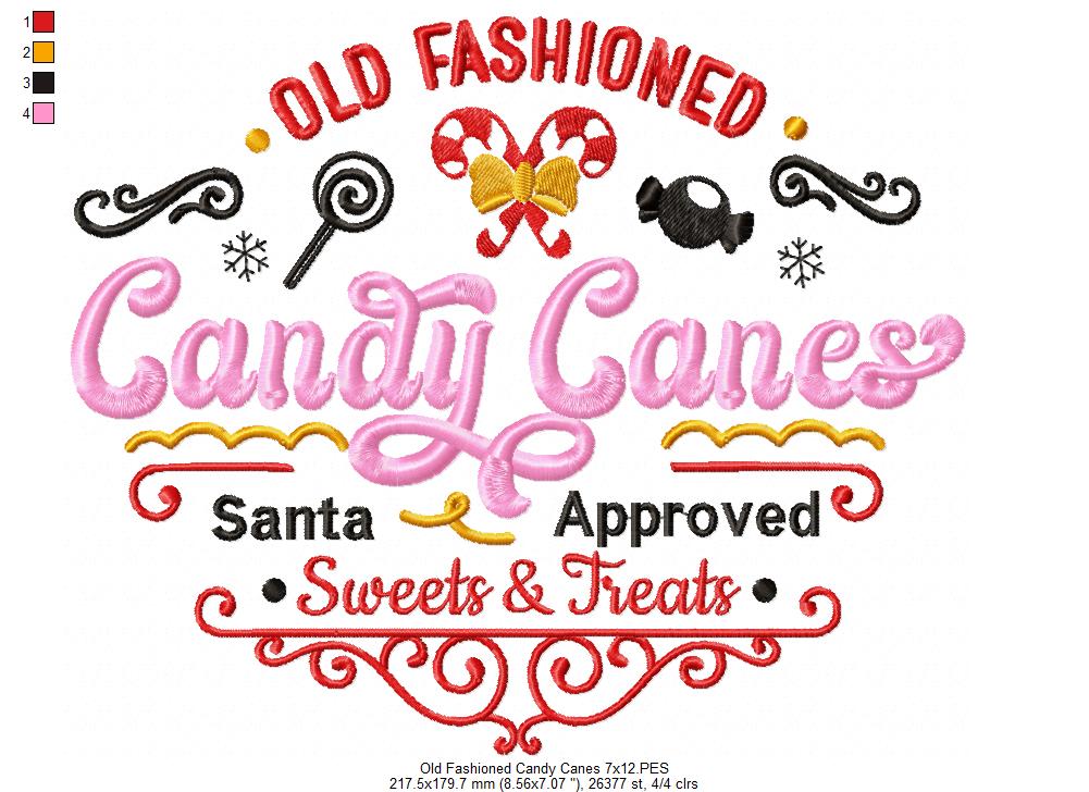 Old Fashioned Candy Canes - Fill Stitch