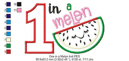 One in a Melon Birthday - Appliqué - Machine Embroidery Design