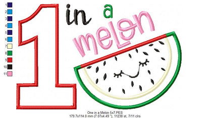 One in a Melon Birthday - Appliqué - Machine Embroidery Design