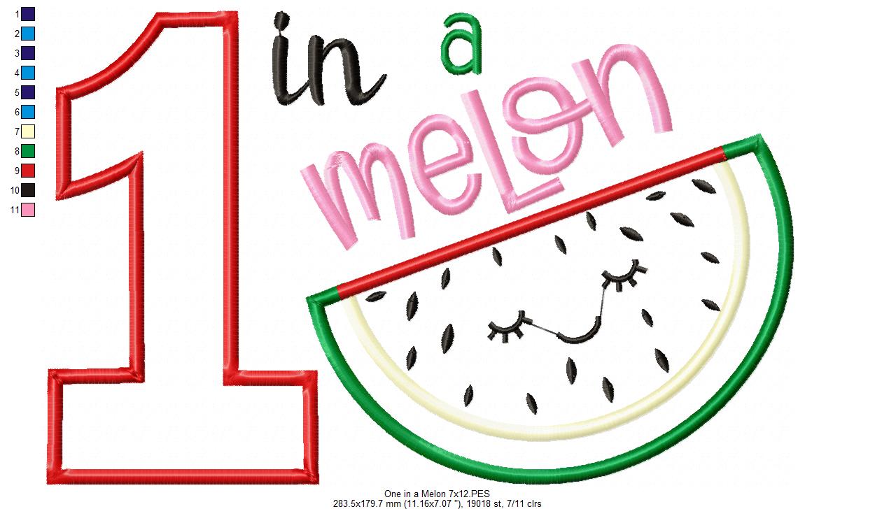 One in a Melon Birthday - Appliqué - Machine Embroidery Design