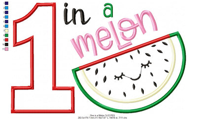 One in a Melon Birthday - Appliqué - Machine Embroidery Design